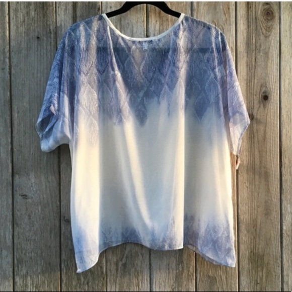 CAbi 781 Fade Out Sheer Blue & White Blouse Size Small - Picture 6 of 8